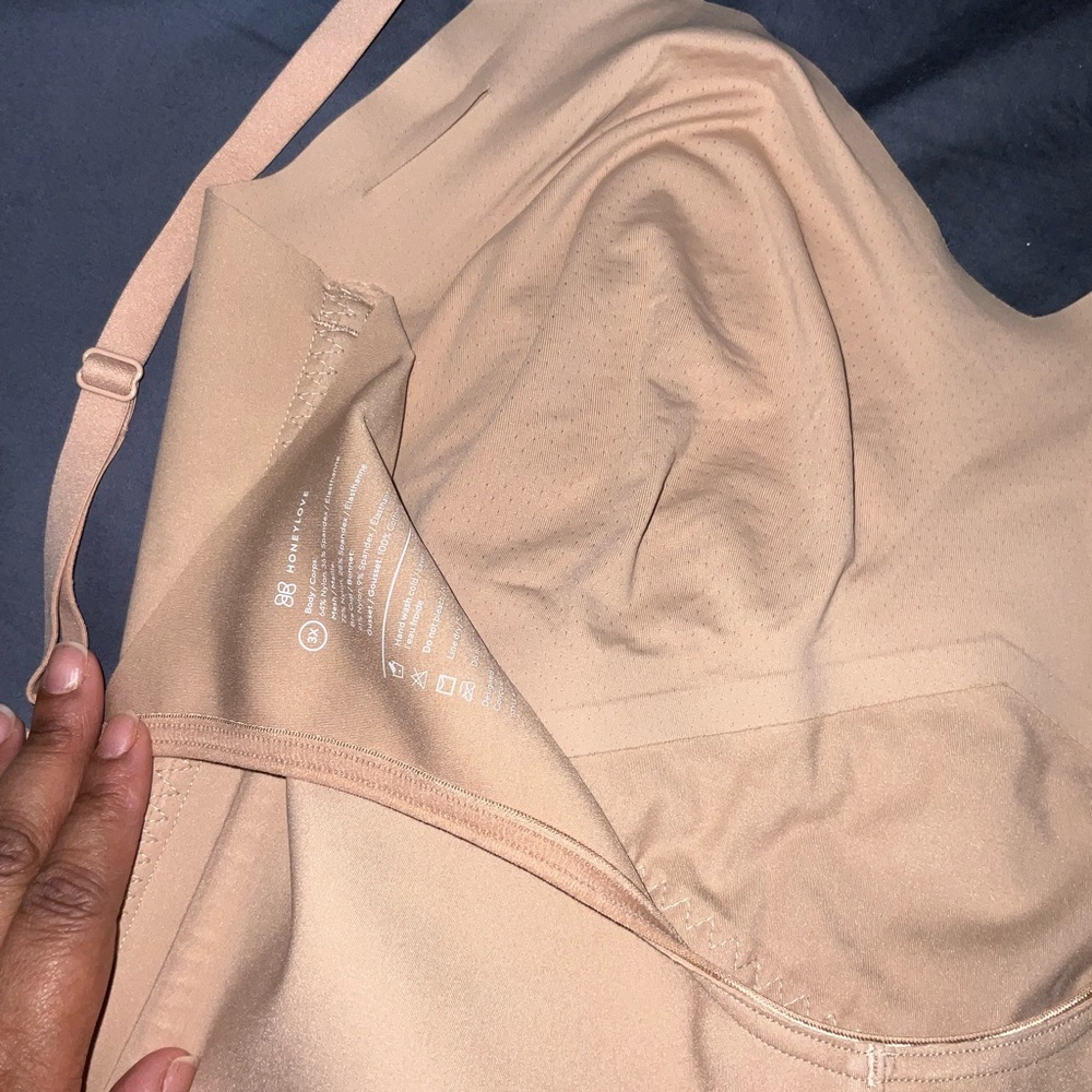 Honeylove Sculptwear Low Back Mid-Thigh Bodysuit 3X NWT Sand compression shaper - Picture 9 of 11